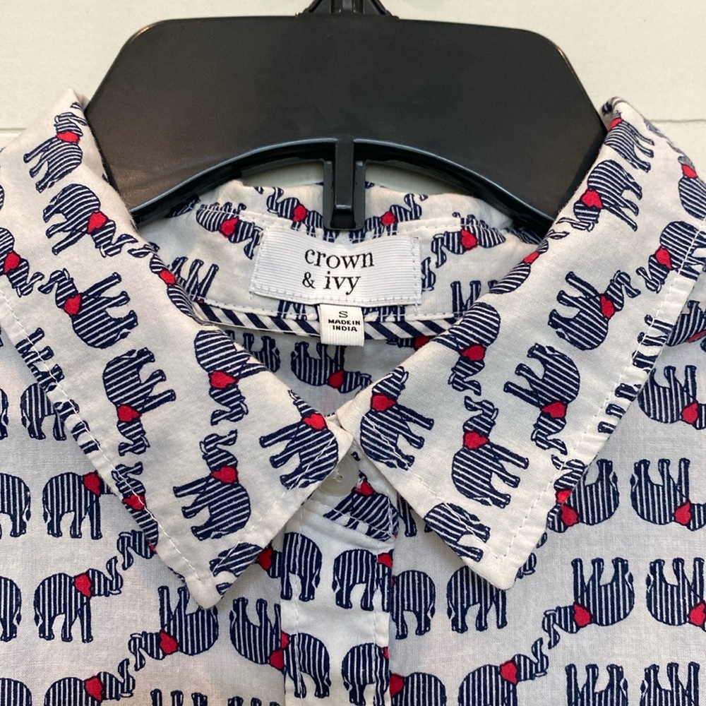 Crown & Ivy Elephant Button Down - image 5